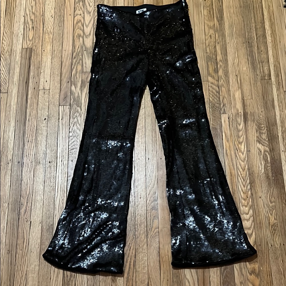 Black Sequin flare pants